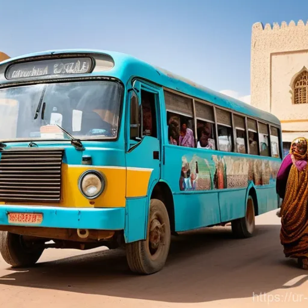소말릴란드 대중교통 이용법 - **A vibrant Dala Dala, a 32-seater public bus, bustling with diverse passengers in Hargeisa, Somalil...