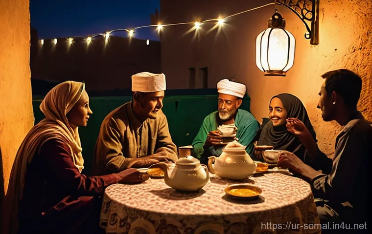 소말릴란드 길거리 음식 체험 - **Prompt:** A visually rich and authentic depiction of a Somaliland outdoor market, overflowing with...
