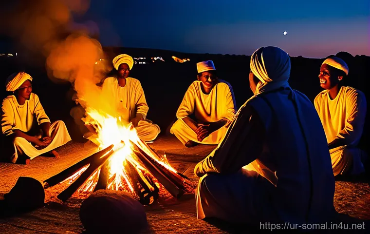 소말릴란드의 주요 축제 - **Image Prompt: Joyful Eid Preparations and Communal Feast in Somaliland**
    "A vibrant and bustli...