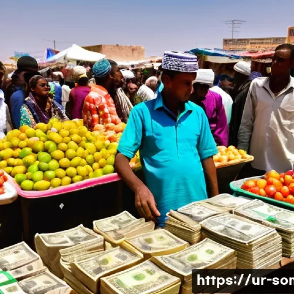 소말릴란드에서의 달러 사용 가능 여부 - **A Vibrant Somaliland Market with Dual Currency Exchange:**
"A bustling, vibrant open-air marke...