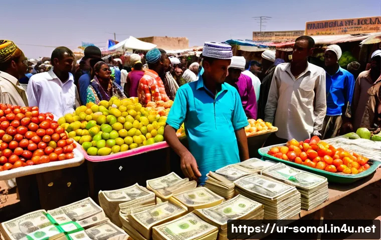 소말릴란드에서의 달러 사용 가능 여부 - **A Vibrant Somaliland Market with Dual Currency Exchange:**
"A bustling, vibrant open-air marke...