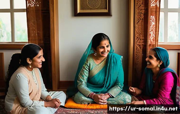 소말릴란드에서 자주 쓰이는 격언 - A warm, intimate family gathering in a traditional South Asian home, showcasing multiple generations...