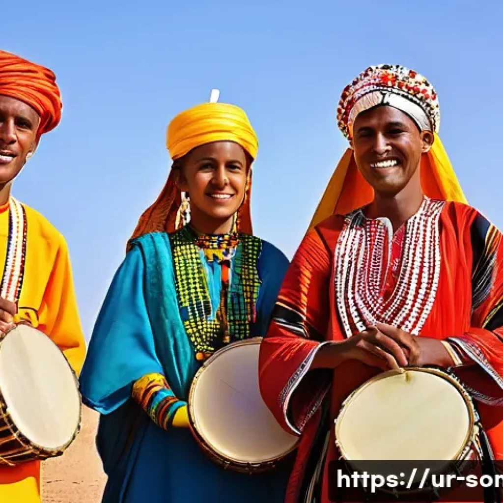 소말릴란드 주요 종족 - A vibrant traditional festival scene in Somaliland featuring diverse tribal groups dressed in colorf...
