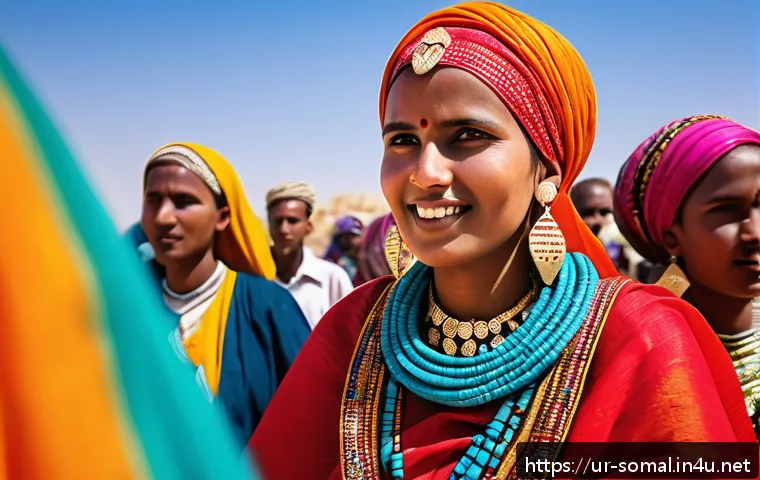 소말릴란드의 소수 민족 - A vibrant cultural festival scene in Somaliland featuring minority communities dressed in traditiona...